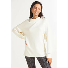 Load image into Gallery viewer, Varley Arcola Mock Neck Pullover Oversized Cinched Waist Sweatshirt Cream M
