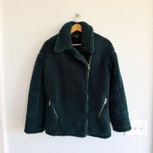 Load image into Gallery viewer, VICI Teddy Sherpa Fleece Asymmetrical Zip Jacket Emerald Green S
