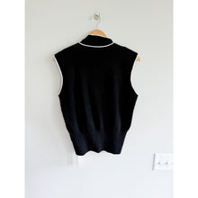 Load image into Gallery viewer, Commense Tie Neck Sleeveless Knit Crew Neck Blouse Black L NWT
