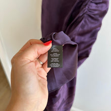 Load image into Gallery viewer, Milly Lilliana Silk Blend Jacquard Sleeveless Ruched Slit Midi Dress Purple 8
