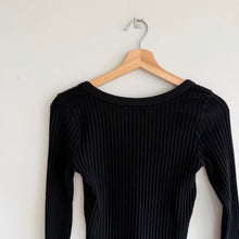 Load image into Gallery viewer, Project Social T What's The Scoop Washed Rib Long Sleeve Top Black L NWT
