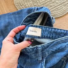 Load image into Gallery viewer, Triarchy Organic Cotton Denim Ms Fonda High Rise Wide Leg Jeans Blue 29
