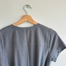 Load image into Gallery viewer, Theory Elisora Tie Waist Crew Neck Short Sleeve Mini Shirt Dress Gray M NWT
