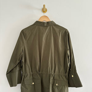 Gretchen Scott Snappy 3/4 Sleeve Collared Shirt Dress Olive Green L