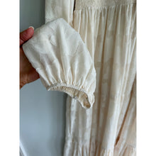 Load image into Gallery viewer, INA Floral Pattern Long Sleeve Smocked Tiered Maxi Dress Cream M NWT
