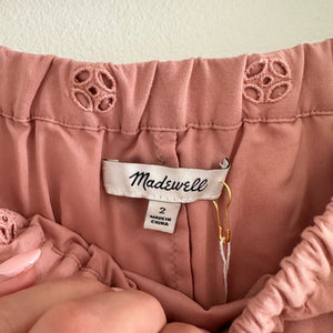 Madewell Eyelet Off The Shoulder Scalloped Hem Dress Pink 2