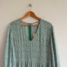 Load image into Gallery viewer, Boden Floral Print V-Neck Balloon Sleeve Maxi Dress Green 12 NWT
