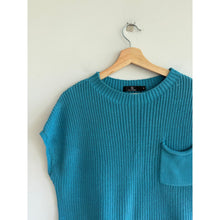 Load image into Gallery viewer, Lillusory Ribbed Knit Crew Neck Short Sleeve Pullover Sweater Teal M
