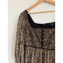 Load image into Gallery viewer, Madewell Embroidered Tiered Floral Casual Midi Dress Brown Black 10 NWT
