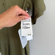 Load image into Gallery viewer, Nordstrom Short Sleeve Collared Button Up Shirt Olive Burnt Green XXS NWT

