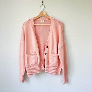 A New Day Button-Front Long Sleeve Knit Cardigan Sweater Pink S