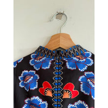 Load image into Gallery viewer, Avara Desi Floral Paisley Print Crew Neck Long Sleeve Maxi Dress Blue S
