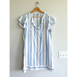 Vineyard Vines Harbor Tie Neck Flutter Sleeve Mini Dress White Blue XL
