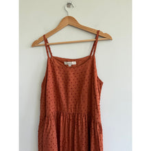 Load image into Gallery viewer, Loft Swiss Dot Cami Swing Scoop Neck Mini Dress Orange M NWT
