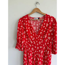 Load image into Gallery viewer, RIXO Zadie Floral Pattern Puff Sleeve Midi Dress Red White 10

