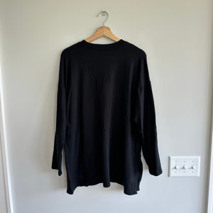Eileen Fisher Stretch Jersey Knit Crew Neck Long Top Black M