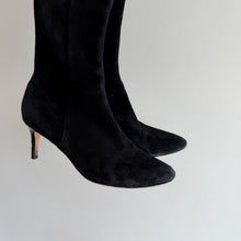 Load image into Gallery viewer, Cole Haan Suede Knee High Pointed Toe Heel Boots Black 5 1/2
