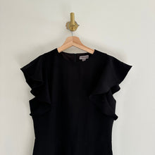 Load image into Gallery viewer, Chelsea28 Crew Neck Flutter Sleeve Mini Sheath Dress Black 4
