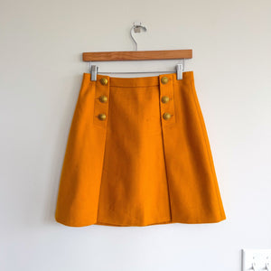 J. Crew Wool High Rise Sailor Gold-Button Accent A-Line Mini Skirt Yellow 8