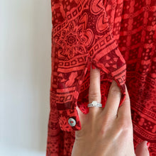 Load image into Gallery viewer, Anthropologie Maeve Canna Semi-Sheer V-Neck Mini Swing Dress Red 0
