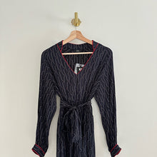 Load image into Gallery viewer, OTTOD'AME Patterned Long Sleeve V-Neck Midi Dress Navy 6
