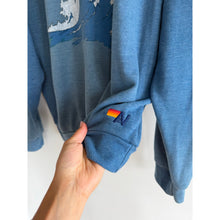 Load image into Gallery viewer, Aviator Nation Retro Inspired Wave Rainbow Print Crew Neck Sweatshirt Blue M
