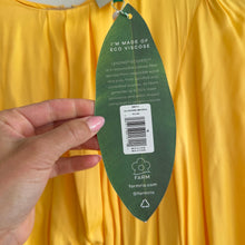 Load image into Gallery viewer, Farm Rio Yellow Piping Cut-Out Balloon Sleeve Midi Dress M NWT
