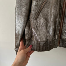Load image into Gallery viewer, Dolce Cabo Soft Metallic Zip Up Bomber Army Jacket M
