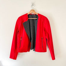 Load image into Gallery viewer, Elie Tahari Lamb Suede Asymmetrical Zip Moto Jacket Red L
