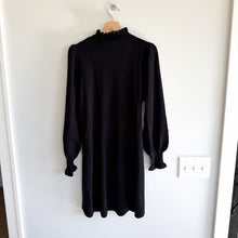 Load image into Gallery viewer, CeCe Ruffled Neck Ribbed Knit Long Sleeve Mini Sweater Dress Black L NWT
