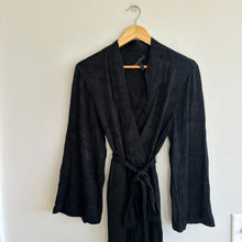 Load image into Gallery viewer, BCBGMaxAzria Jacquard Floral Belted Long Sleeve Jumpsuit Black XS
