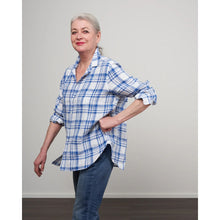 Load image into Gallery viewer, Frank &amp; Eileen Eileen Plaid Pattern Long Sleeve Button Up Shirt Blue XXS
