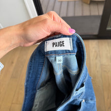 Load image into Gallery viewer, Paige Anessa 31" Denim High Rise Wide Leg Jeans Blue 30
