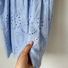 Load image into Gallery viewer, ANDRÉE by UNIT Smocked Eyelet Sleeveless Square Neck Mini Dress Blue L
