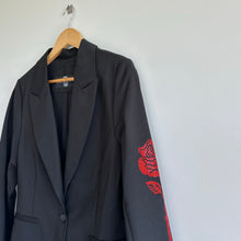 Load image into Gallery viewer, Hipchik Couture Skull Rose Beaded Single-Breasted Blazer Black 14
