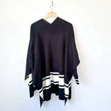 Load image into Gallery viewer, Elan Striped Cardigan Poncho Black White O/S NWT
