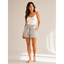 Load image into Gallery viewer, Sanctuary The Artist Island High Rise Casual Paperbag Shorts White/Black 27 NWT
