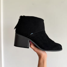 Load image into Gallery viewer, TOMS Lacy Suede Felt Mix Ankle Booties Black 9.5 NIB
