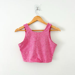 Outdoor Voices Venus Crew Neck Colorblock Crop Top Pink S