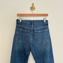 Load image into Gallery viewer, Gap Denim High Rise Cheeky Distressed Button Fly Cuffed Straight Jeans Blue 8
