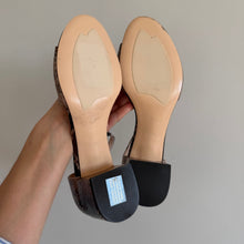 Load image into Gallery viewer, AGL Brenda Snake Embossed Leather Block Heel Sandals Brown 39.5
