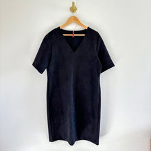 Load image into Gallery viewer, Spanx Faux Suede Column V-Neck Short Sleeve Dress Black XL
