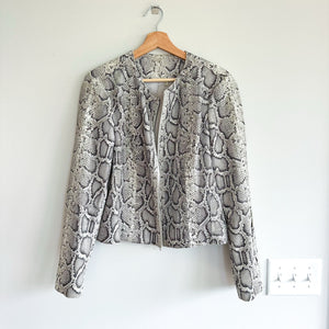 Elie Tahari Janet Python-Embossed Leather Jacket L