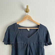 Load image into Gallery viewer, Anthropologie Akemi + Kin Bari V-Neck Side Slit Tunic Dress Blue XS
