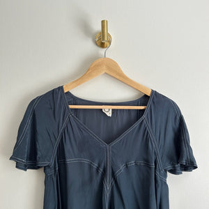 Anthropologie Akemi + Kin Bari V-Neck Side Slit Tunic Dress Blue XS