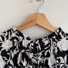 Load image into Gallery viewer, J. Crew Ruffle-Neck Peasant Floral Print Midi Dress Black White 0
