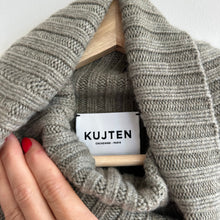 Load image into Gallery viewer, Kujten Poncho Ciara Smoking Cashmere Turtleneck Poncho Smok Stripe
