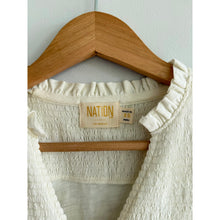 Load image into Gallery viewer, NATION LTD Habiba Fancy Smocked Flutter Sleeve Tank Top White XS
