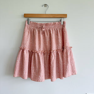 Alelly Ruffle Floral Print Mini Skirt Pink M NWT