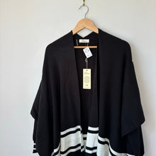Load image into Gallery viewer, Elan Striped Cardigan Poncho Black White O/S NWT
